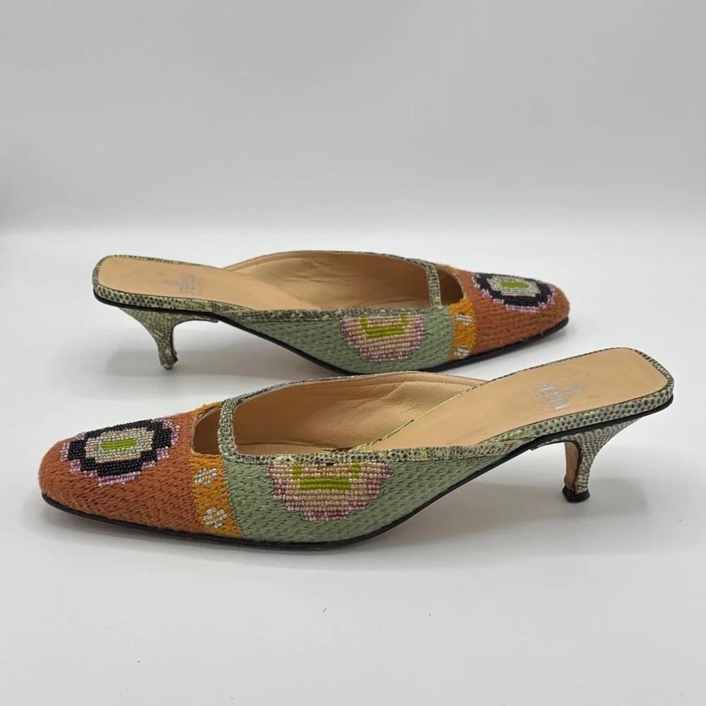 Fendi Beaded Multicolor Mule Heels - Women - Size 9 - Picture 10 of 12